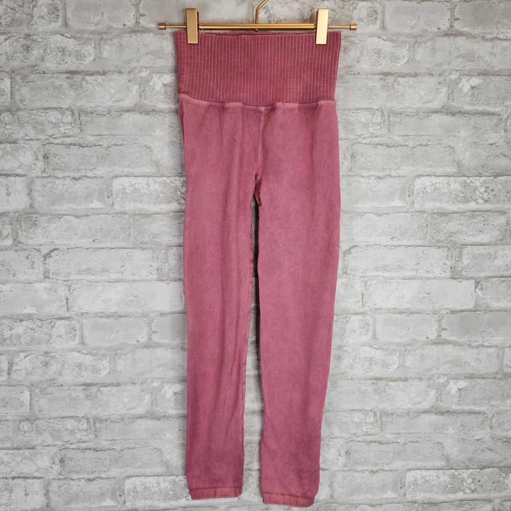 Free People Movement Leggings Raspberry Pink Pointelle High Rise Athleisure XS